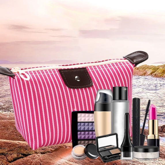 YIMWNYI Travel Toiletry Organizer Bag, Dumpling Cosmetic Bag, Foldable Makeup Pouch, Womens Makeup Organizer, Travel Essential with Multiple Compartments, Lightweight & Compact Design