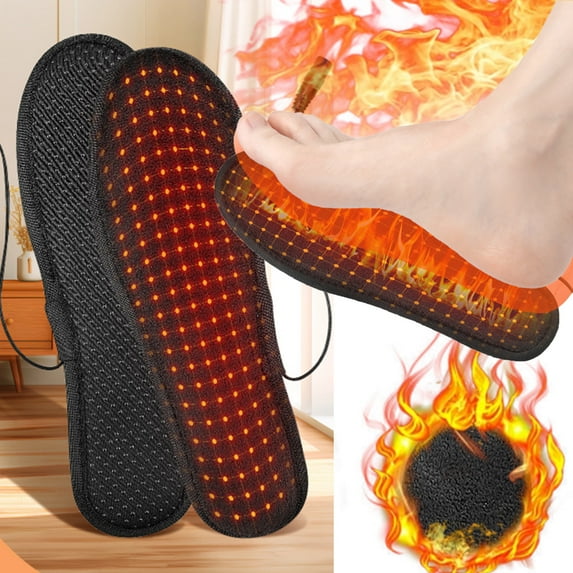 YIMWNYI USB Heating Insoles, Rechargeable Foot Warmers, Non-Slip Heating Insoles for Winter, Comfortable Heated Insoles, Fleece Insulation for Cold Weather