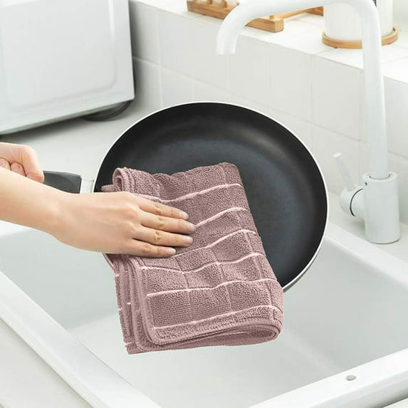 YIMWNYI Ultrafine Fiber Dish Towels, Quick Absorbent Non-Fading Kitchen Hand Towels, Soft and Skin-Friendly Cleaning Cloth Set for Dishes, Table, Glass - 4 Pack