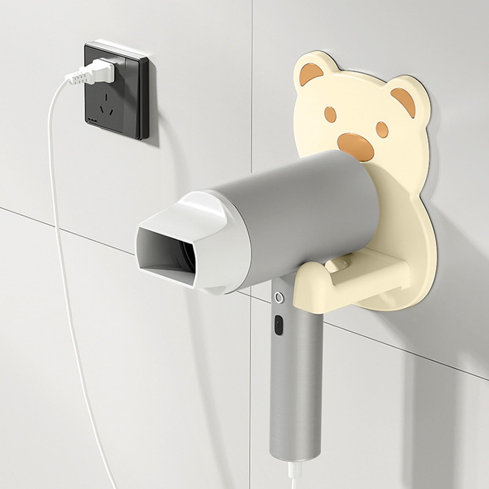 YIMWNYI Wall Mounted Hair Dryer Holder, Bathroom Hair Tool Organizer ...