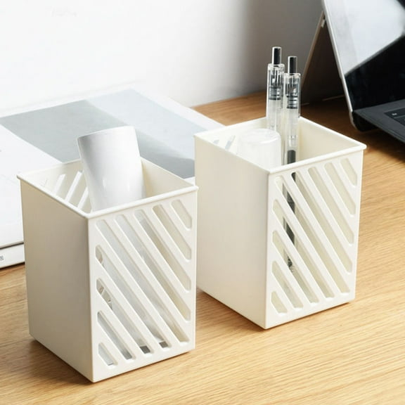 YIMWNYI Wall Mounted High Capacity Storage Box, Multi-Function Desktop Organizer for Stationery, Makeup Brushes, and Tools, Raised Bottom, Traceless Sticker Mount, White, Space Saving for Desk