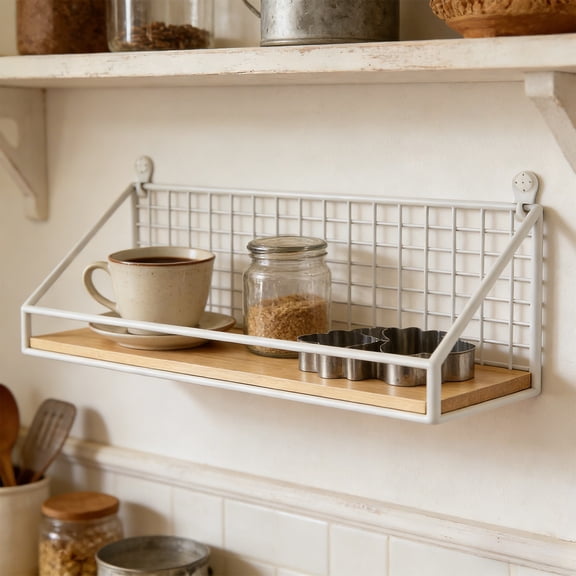 YIMWNYI Wall Mounted Storage Rack, Iron Mesh Shelves, Decorative Wall Storage, Multi-purpose Bookshelf Organizer, Ideal for Bedroom, Living Room, Kitchen, Efficient Space Saver, Stylish Home Decor