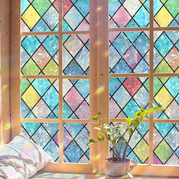YIMWNYI Window Sticker, Decorative Privacy Glass Sticker, Heat Insulation Peeping Prevention, Removable Static Cling Film, Customizable Window Covering, Transparent Patterned Film