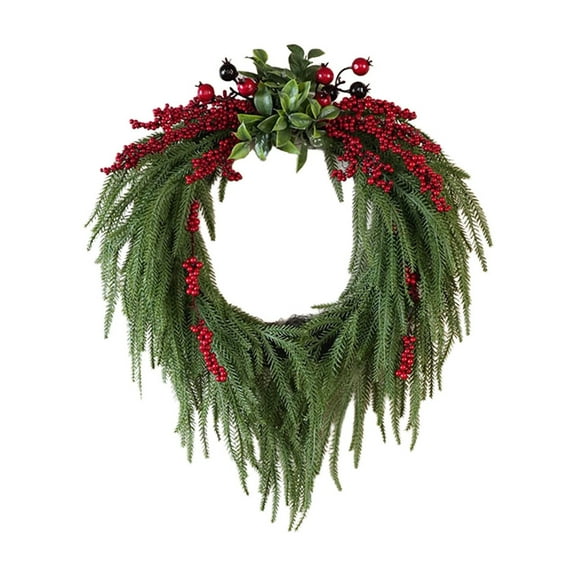 YIMWNYI Winter Wreath, Artificial Christmas Wreath for Front Door, Decorative Green Wreath, Holiday Decor for Indoor Outdoor, Faux Pine Wreath for Home Decoration, Seasonal Front Door Accent