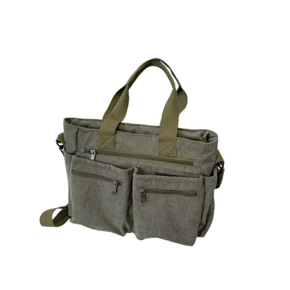 YIMWNYI Women's Large Capacity Corduroy Shoulder Bag, Multi-Compartment Handbag with Adjustable Strap, Zipper Pockets, Stylish and Practical Tote for Daily, Work, Shopping, Travel