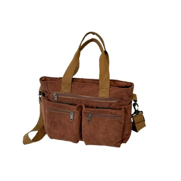 YIMWNYI Women's Large Capacity Corduroy Shoulder Bag, Multi-Compartment Handbag with Adjustable Strap, Zipper Pockets, Stylish and Practical Tote for Daily, Work, Shopping, Travel