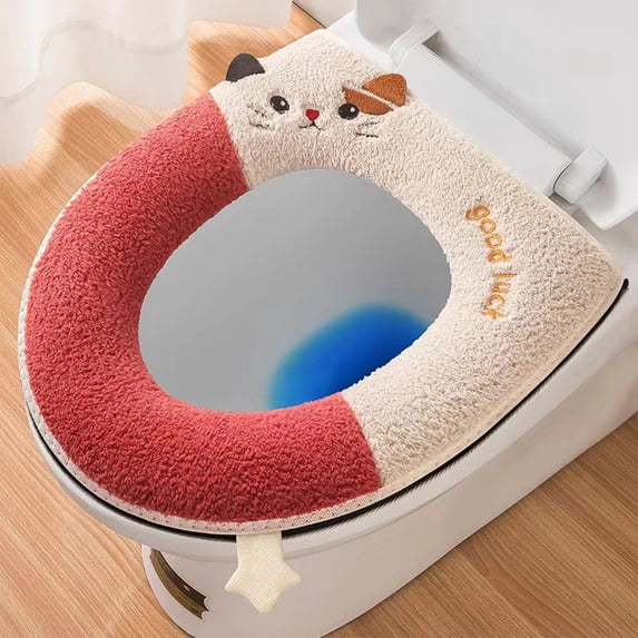 YIMWNYI Zipper Model Toilet Seat Cover, Comfortable Embroidery, Easy to Clean, Durable and Hygienic Design, Perfect for Bathroom Décor, Soft Polyester Material