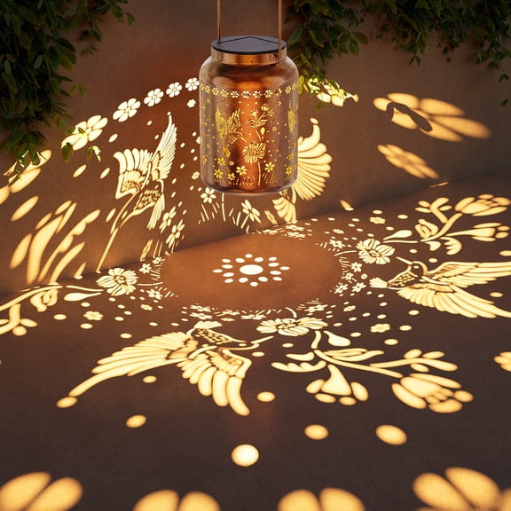 Yinghao Outdoor Solar Lanterns Hanging Waterproof Garden Hummingbird Light Decorative Gifts for Women Mom, Metal Durable Materials for Outside Garden