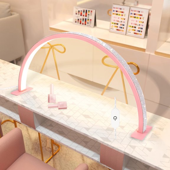 YINGJEE Half Moon Light Nail Lamp for Desk, Lash Light Led Nail Tech Lamp with Adjustable Brightness, Desk Lamp for Lash Eyelash Extension, Tattoo, Skincare, Eyebrows ALT2