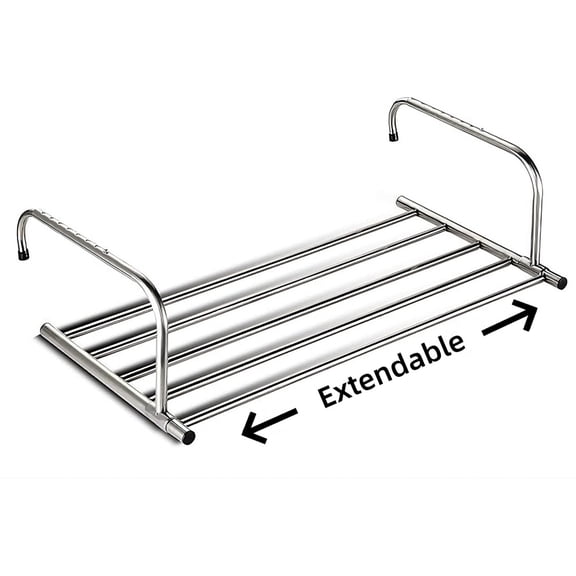 YINGLI Extendable Stainless Steel Drying Rack, 16.5"-26" Adjustable Foldable Clothes Hanger for Balcony, Window & Indoor
