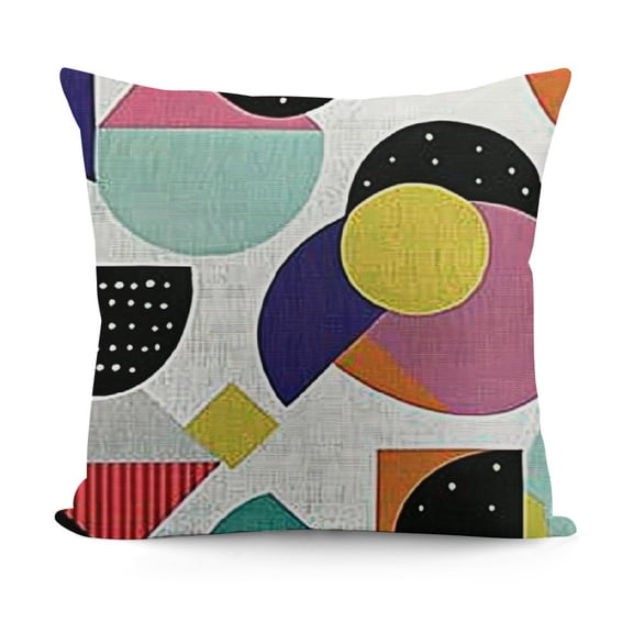 YINGXI 90s Cushion Cover, Geometric Pattern in with Round Half Moon Triangle Shapes Artwork, Decorative Square Accent Pillow Case,Navy Yellow 22x22in