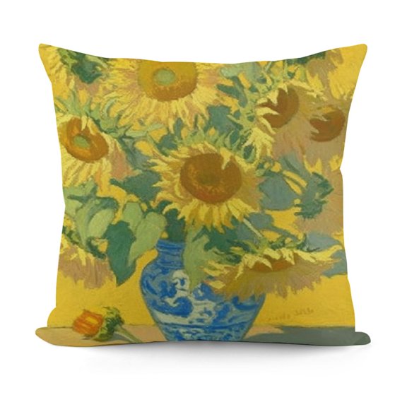 YINGXI Abstract Pillow Covers Square Decorative Yellow Cushion Covers for Sofa Couch Home Car Van Gogh Painting 18x18in