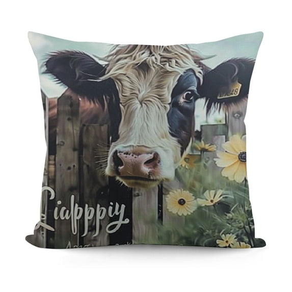 YINGXI Adorable Highland Cow Throw Pillow Covers - Rustic Farmhouse Decor 18x18in