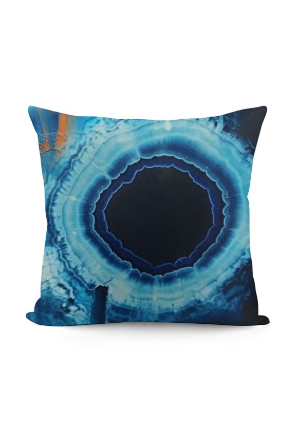 Agate Throw Pillow Cushion Cover, Slice Detail Macro of Agate Geode Known as Brazilian Thunder Egg, Decorative Square Accent Pillow Case,Blue Navy 12x12in