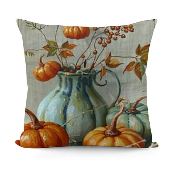 YINGXI Autumn Throw Pillow Covers Fall Thanksgiving Pillow Cases Leaf Pumpkin Decorative Cushion Covers for Sofa Couch Living Room 12x12in