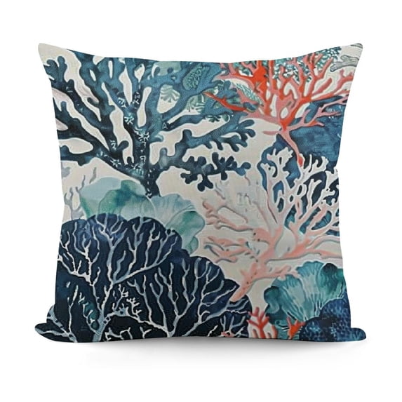 YINGXI Beach Throw Pillow Covers,Coastal Coral Branch Ocean Themed Pillowcase Luxury Velvet Decorative Cushion Cover for Couch Bed Sofa Farmhouse Decoration 12x12in