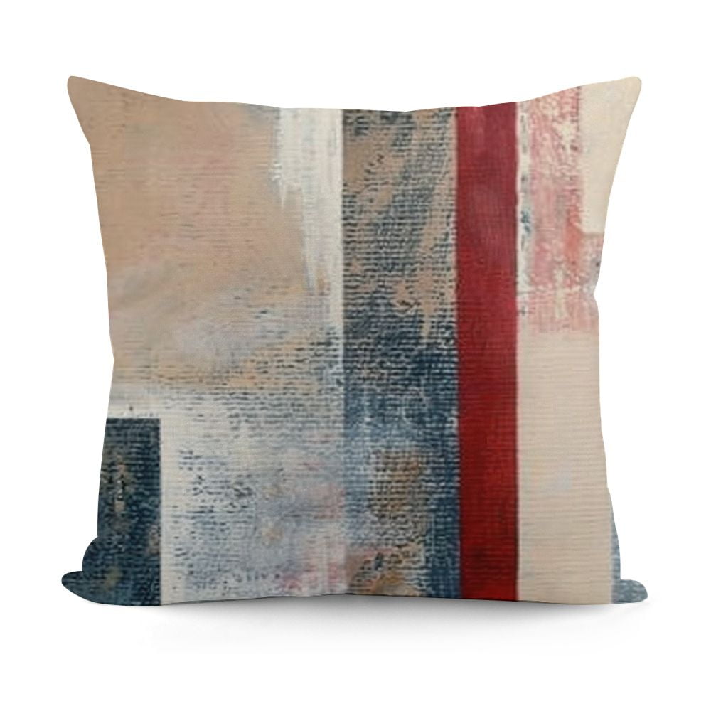 YINGXI Beige Grey and Red Abstract Art Pillow Cover, White Black