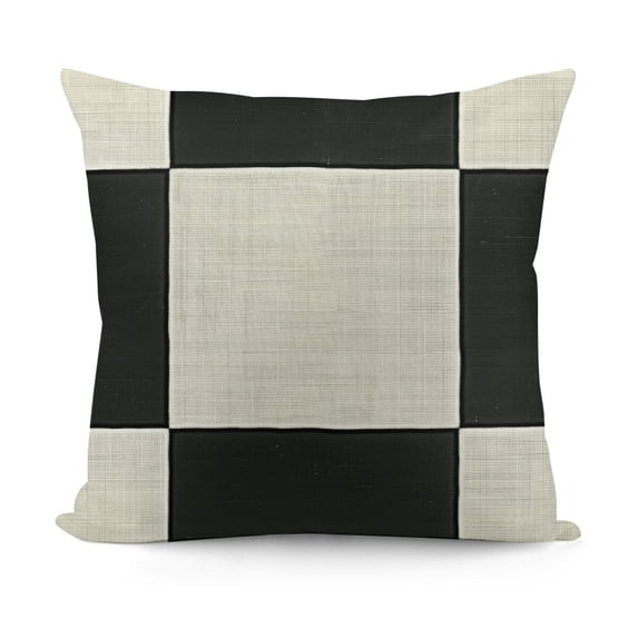 YINGXI Black Geometric Pillow Cover Geometry Black Throw Linen Pillows Geometric Cushion Cover Office Home Decorative Sofa Couch Pillow Case 24x24in