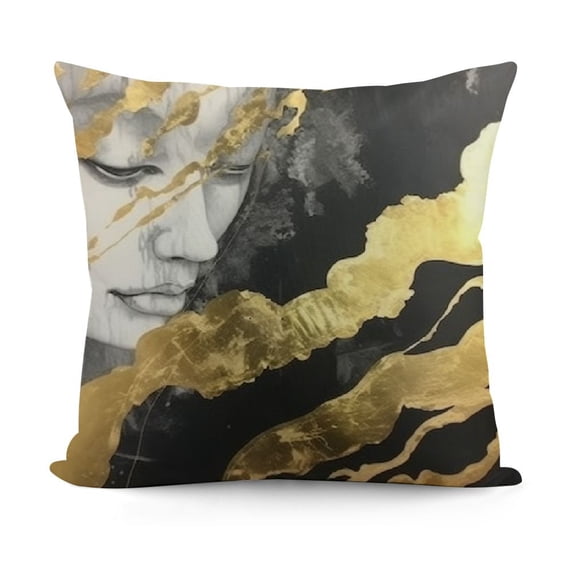 YINGXI Black Grey Gold Throw Pillow Covers Gold Foil Stamping Velvet Pillow Cases Marble Abstract Decorative Cushion Cases for Sofa Living Room 22x22in