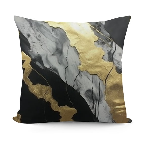 YINGXI Black Grey Gold Throw Pillow Covers Gold Foil Stamping Abstract Decorative Cushion Cases for Sofa Living Room 12x12in