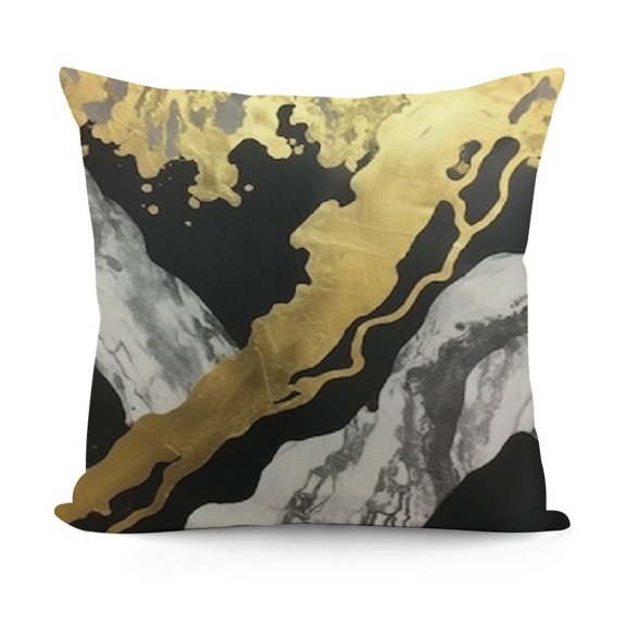 YINGXI Black Grey Gold Throw Pillow Covers Gold Foil Stamping Velvet Pillow Cases Abstract Decorative Cushion Cases for Sofa Living Room 12x12in