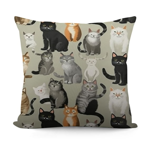 YINGXI Black and White Grey Orange Cute Cat Pillow Covers Pillowcases Home Decor Bed Couch Sofa Office Living Room Cushion for Cat Lovers Gifts 18x18in