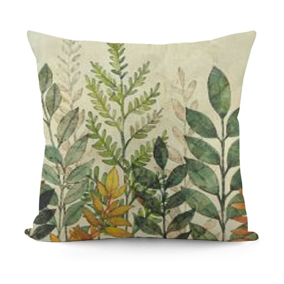 YINGXI Block Print Throw Pillow Covers Green Botanical Pillow Cases Vintage Plant Decorative Cushion Covers for Sofa Couch 20x20in