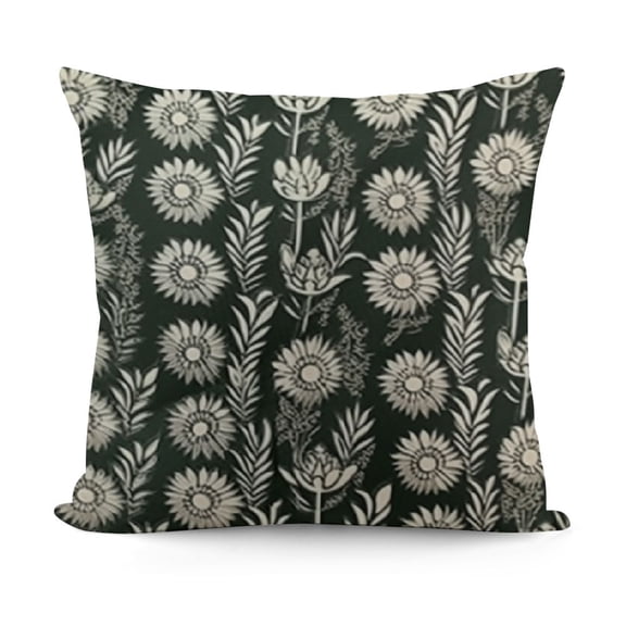 YINGXI  Block Print Throw Pillow Covers Vintage Floral Dark Green Pillow Cases Neutral Farmhouse Decorative Cushion Covers for Sofa Couch 24x24in