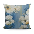 thumbnail image 1 of YINGXI  Blue Golden Floral Decorative Throw Pillow Covers Velvet Pillow Covers Watercolor Flowers Pillowcase Square Cushion Covers Sofa Bed Décor 18x18in, 1 of 5