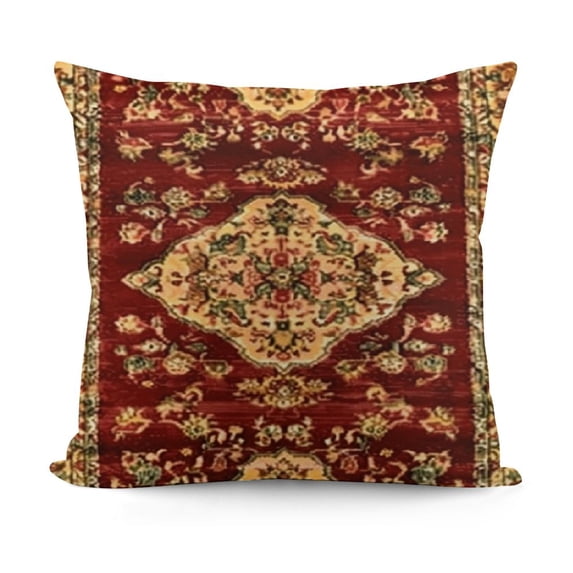 YINGXI Boho Pillow Covers,Red and Yellow Ethnic Design Throw Pillows Case,Carpet Pattern Outdoor Decorative Square Linen Farmhouse Decor Cushion Covers for Home Sofa Bed Couch 18x18in