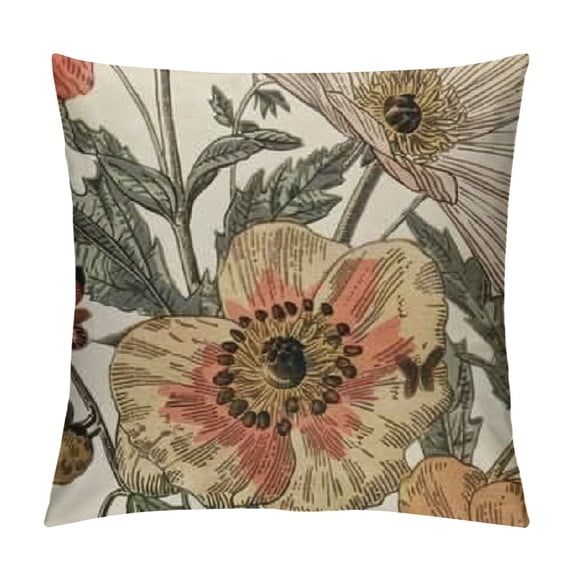 YINGXI Brown Rust Red Vintage Floral Pillow Covers Rustic Flowers Print Decorative Throw Pillows Outdoor Country Decorations Pillow Cases for Couch Sofa Bed Decor 20x20in
