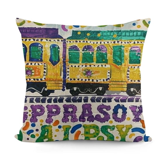 YINGXI Bus Throw Pillow Cover, Holiday Party Cushion Case Decoration for Sofa Couch 18x18in