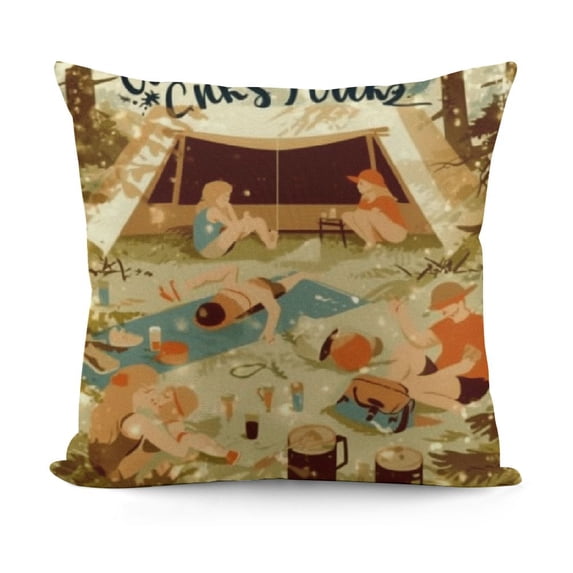 YINGXI Camper Vintage Linen Throw Pillow Case,Camping Lovers Gifts, Campers Gifts, Camper Decor, RV Decor, Vintage Trailer Pillow Cushion Cover for Sofa Couch Bed 12x12in