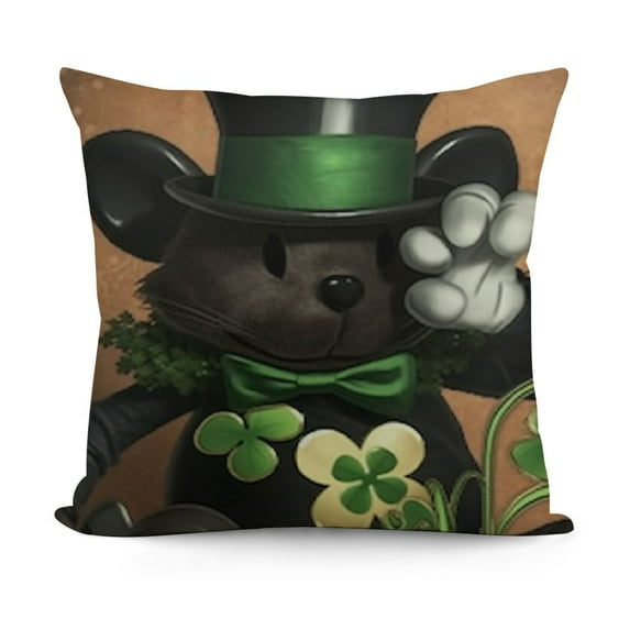 YINGXI Cartoon Mouse Decorative Throw Pillow Covers, Luck Cushion Case Decor, Pinch Me Holiday Home Decoration for Sofa Couch 18x18in