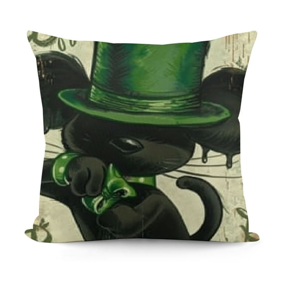 YINGXI Cartoon Mouse Decorative Throw Pillow Covers, Luck Shamrock Cr Hearts Cushion Case Decor, Pinch Me Charm Irish Holiday Home Decoration for Sofa Couch 22x22in