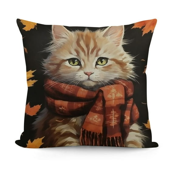 YINGXI Cat Pillow Covers Fall Decor Autumn Thanksgiving Outdoor Throw Pillowcase Sofa Couch Decorative Cushion Case 20x20in