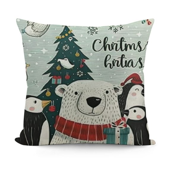 YINGXI Christmas ,Christmas Decor,Merry Christmas Animals Decorative Throw 18x18in