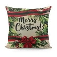 thumbnail image 1 of YINGXI Christmas Christmas Decor Linen Pillowcase Red Stripes Flower Wreath Decoration Throw Pillows Winter Farmhouse Holiday Decor Outdoor Cushion Covers for Couch Home 22x22in, 1 of 5