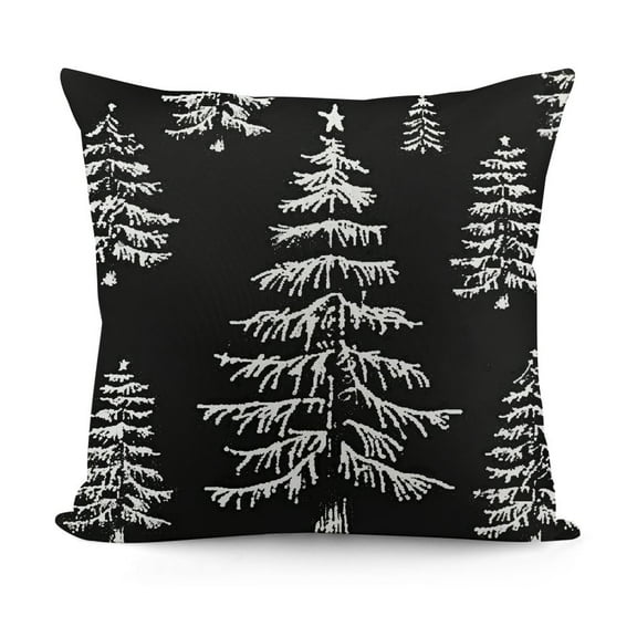YINGXI  Christmas Pillow Cover Black Farmhouse Rustic Trees Throw Pillow Holiday Decorations Cushion Cover for Bed Chair Sofa Couch 12x12in