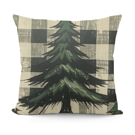 YINGXI Christmas Pillow Covers,Green Tree Rustic Winter Themed Forest Decorative Throw Pillow Cases Outdoor Linen Cushion Cover Farmhouse Sofa Couch Bed Decor 20x20in