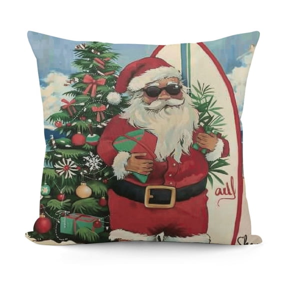 YINGXI Christmas in July Beach Throw Pillow Cover,Summer Decor for Sofa Couch 12x12in