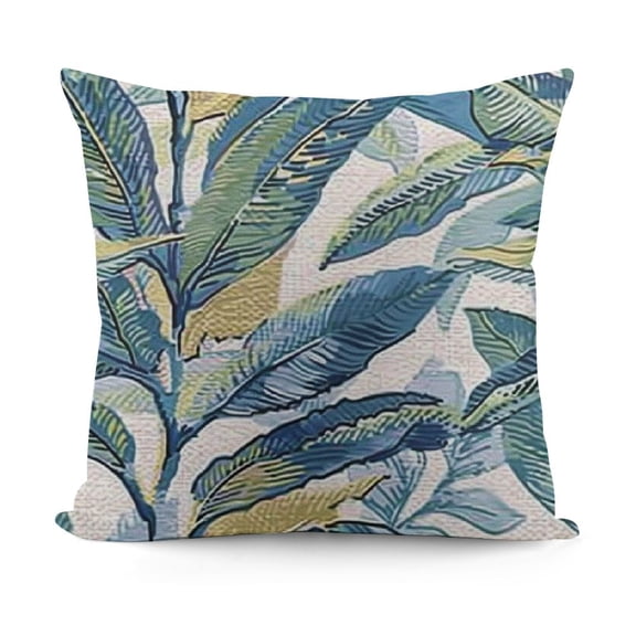 YINGXI  Classical Embroidery Jacquard Green Leaf Pattern Square Decorative Throw Pillow Case Cushion Cover 18x18in