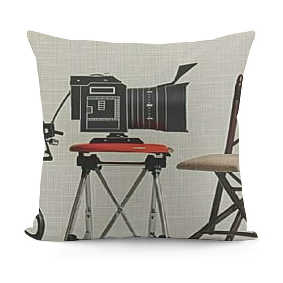 YINGXI Decorative Pillow Cover Film Directors Chair with Megaphone Projector Camera and Clapboard Work on The of Flat Cartoon Objects Throw Pillow Case Home Decor Pillowcase 24x24in