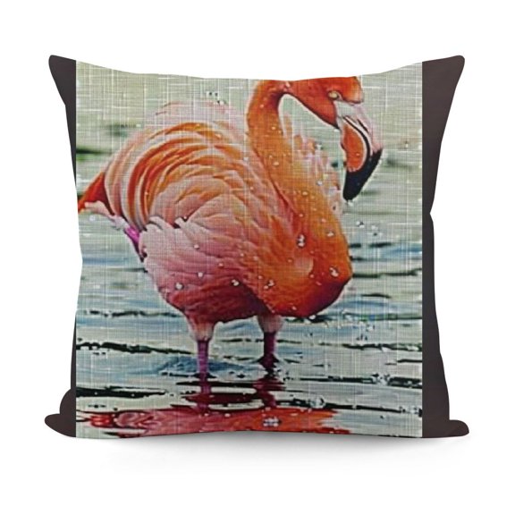 YINGXI  Decorative Throw Pillow Case Cushion Cover Watercolor Bird Flamingo Square 12x12in