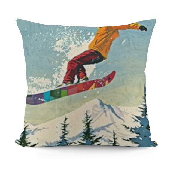 YINGXI Decorative Throw Pillow Case, er in Doing Blue Vivid Sky Winter Snowy, Couch Bedroom Living Room Cushion Cover,Multicolor 18x18in