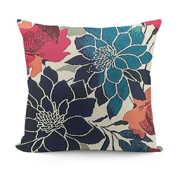YINGXI Decorative Throw Pillow Covers Blue Pillow Covers Couch Pillow Covers for Sofa Living Room Outdoor Throw Pillow Cover Linen Square Floral Flower Farmhouse Pillowcase 12x12in