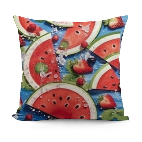 YINGXI Decorative Throw Pillow Covers, Blue Red Cushion Case Decor, Summer Farmhouse Home Decoration 24x24in
