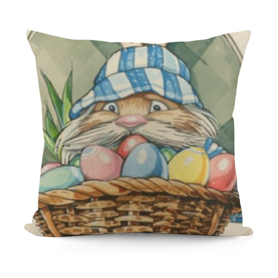 YINGXI Decorative Throw Pillow Covers, Eggs Outdoor Home Decor, Basket Buffalo Plaid Check Farmhouse Couch Cushion Case 22x22in