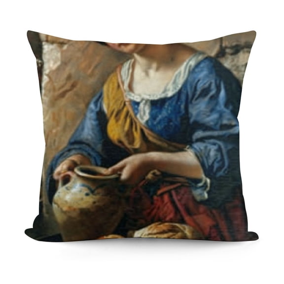 YINGXI  Decorative Throw Pillow Covers Vermeer Painting Girl with a Pearl Earring Cushion Covers for Sofa Couch 24x24in