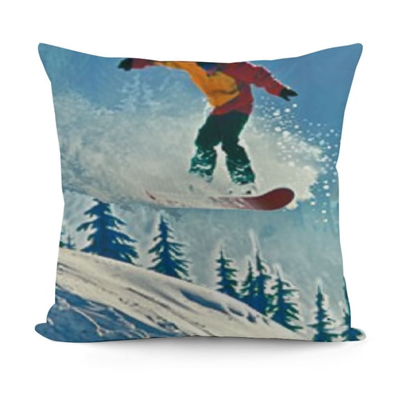 YINGXI Decorative Throw , er in Doing Moves Blue Vivid Sky Winter Snowy, , 12x12in